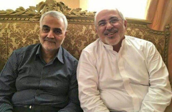 وزير الخارجية الإيراني محمد جواد ظريف ومتزعم فيلق القدس السابق قاسم سليماني