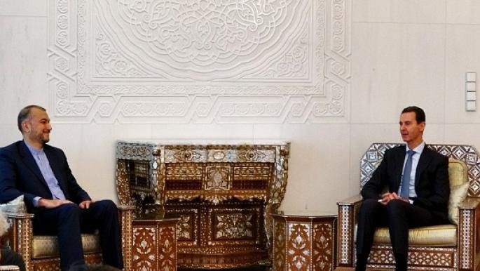 رئيس النظام السوري بشار الأسد خلال لقائه وزير الخارجية الإيراني حسين أمير عبد اللهيان